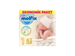 Molfix 1 Beden Yeni Doğan Bebek Bezi 62'li
