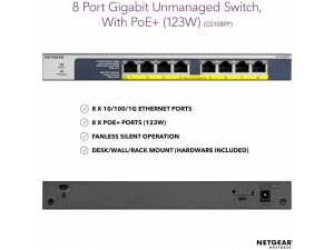 Netgear 8-Port Gigabit Ethernet Poe Switch