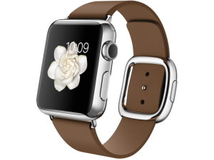 Watch (38 mm) Paslanmaz Çelik Kasa ve Modern Tokalı Kahverengi Kayış Apple