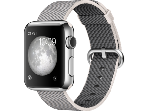 Watch (38 mm) Paslanmaz Çelik Kasa ve Naylon Örme İnci Grisi Kordon Apple