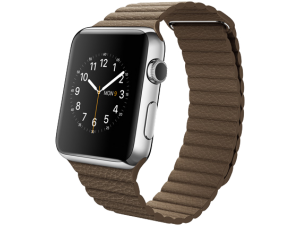 Watch (42 mm) Paslanmaz Çelik Kasa ve Açık Kahverengi Deri Loop Apple