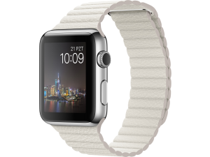 Watch (42 mm) Paslanmaz Çelik Kasa ve Beyaz Deri Loop Apple