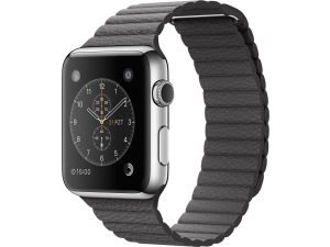 Watch (42 mm) Paslanmaz Çelik Kasa ve Fırtına Grisi Deri Loop Apple