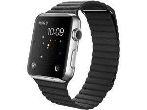 Watch (42 mm) Paslanmaz Çelik Kasa ve Siyah Deri Loop Apple