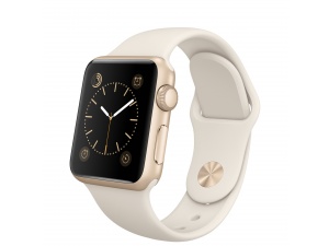 Apple Watch Sport (38 mm) Altın Rengi Alüminyum Kasa ve Antik Beyaz Spor Kordon