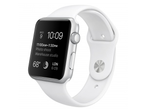 Watch Sport (42 mm) Gümüş Rengi Alüminyum Kasa ve Beyaz Spor Kordon Apple