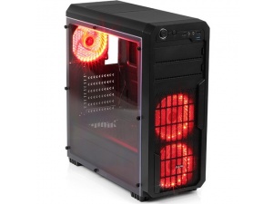 Dark Sentinel 600W 3x Kırmızı LED Fan, USB3.0, Full Akrilik Yan Panelli Mid-Tower Siyah Oyuncu Kasası