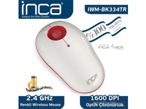 Inca Vivre IWM-BK334TR Inca-Track 1600 Dpi Wireless Nano Alıcılı Beyaz Kırmızı