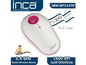 Inca Vivre IWM-BP334TR Inca-Track 1600 Dpi Wireless Nano Alıcılı Beyaz Pembe