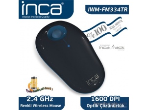 Inca Vivre IWM-FM334TR Inca-Track 1600 Dpi Wireless Nano Alıcılı Siyah Mavi