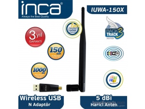 Inca IUWA-150x 150 Mbps 11N Harici 5dbi Anten Wireless Adaptör