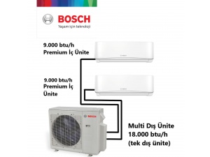 Bosch Multi Split Inverter Klima 18000 Btu/h 1 Dış + 2 Iç Ünite 9000 + 9000 Btu/h
