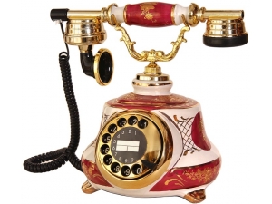 Anna Bell Porselen Tombul Bordo Beyaz Telefon