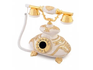Anna Bell Italyan Beyaz Varaklı Swarovski Taşlı Telefon