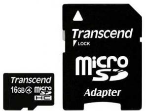 Transcend MicroSDHC 16GB Class 4 TS16GUSDC4