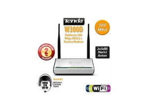 Tenda W300D Wireless 300Mbps 4Port ADSL2+ Router Modem